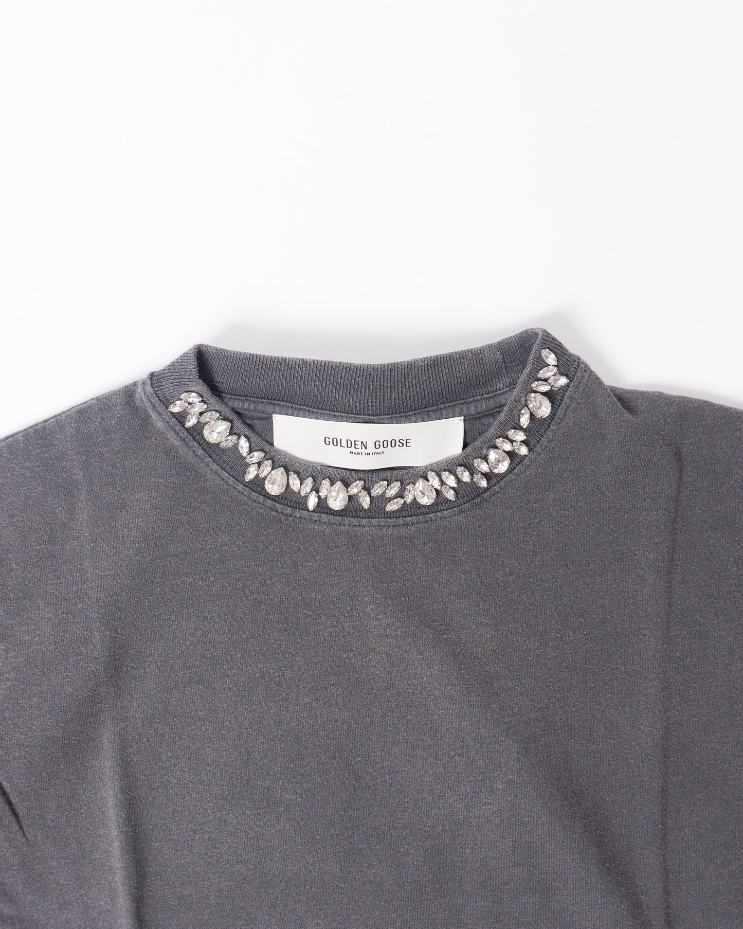 GOLDEN GOOSE W´s Regular T-Shirt Distressed Cotton Jersey with Embroidery