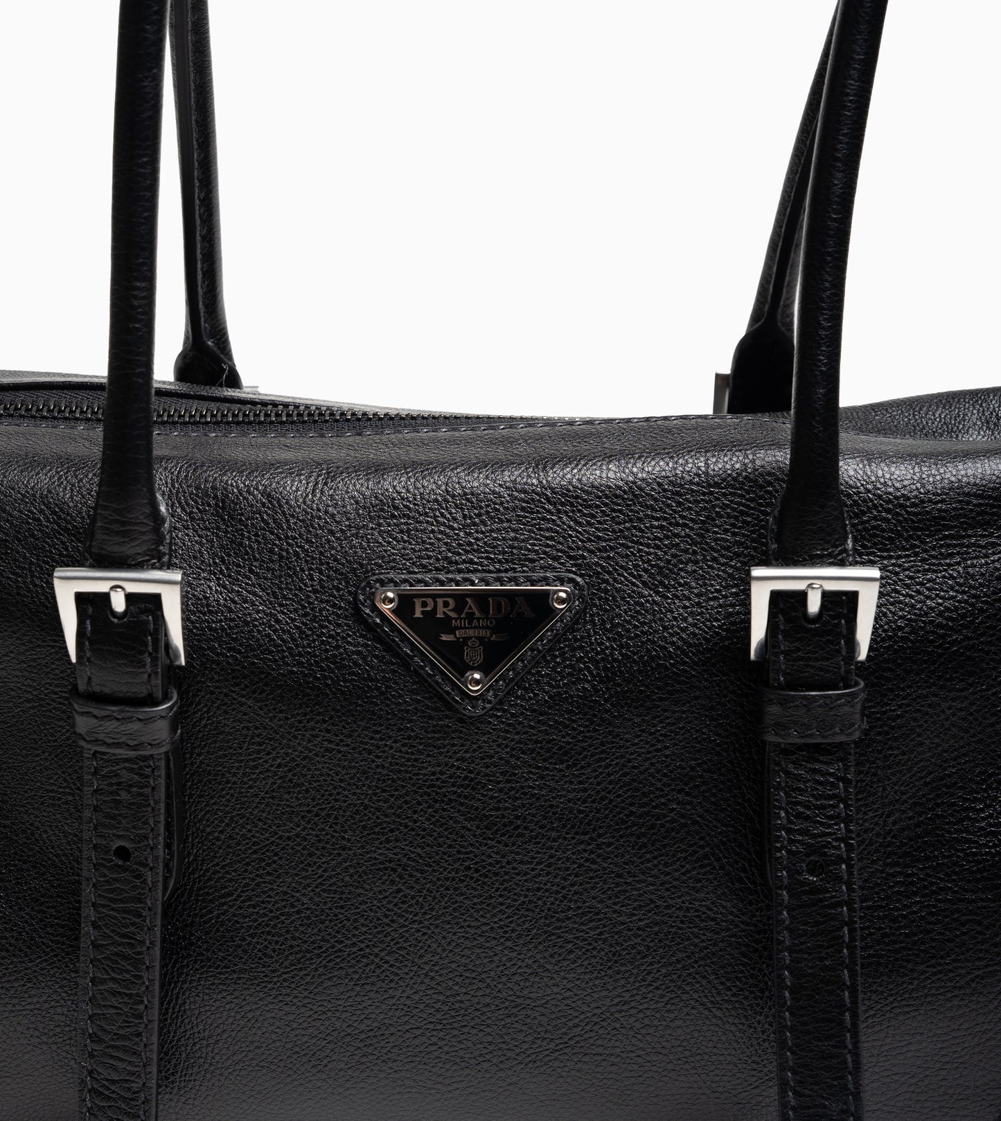 PRADA Bonnie Leather ( Non- Reptile) Hand Bag Black