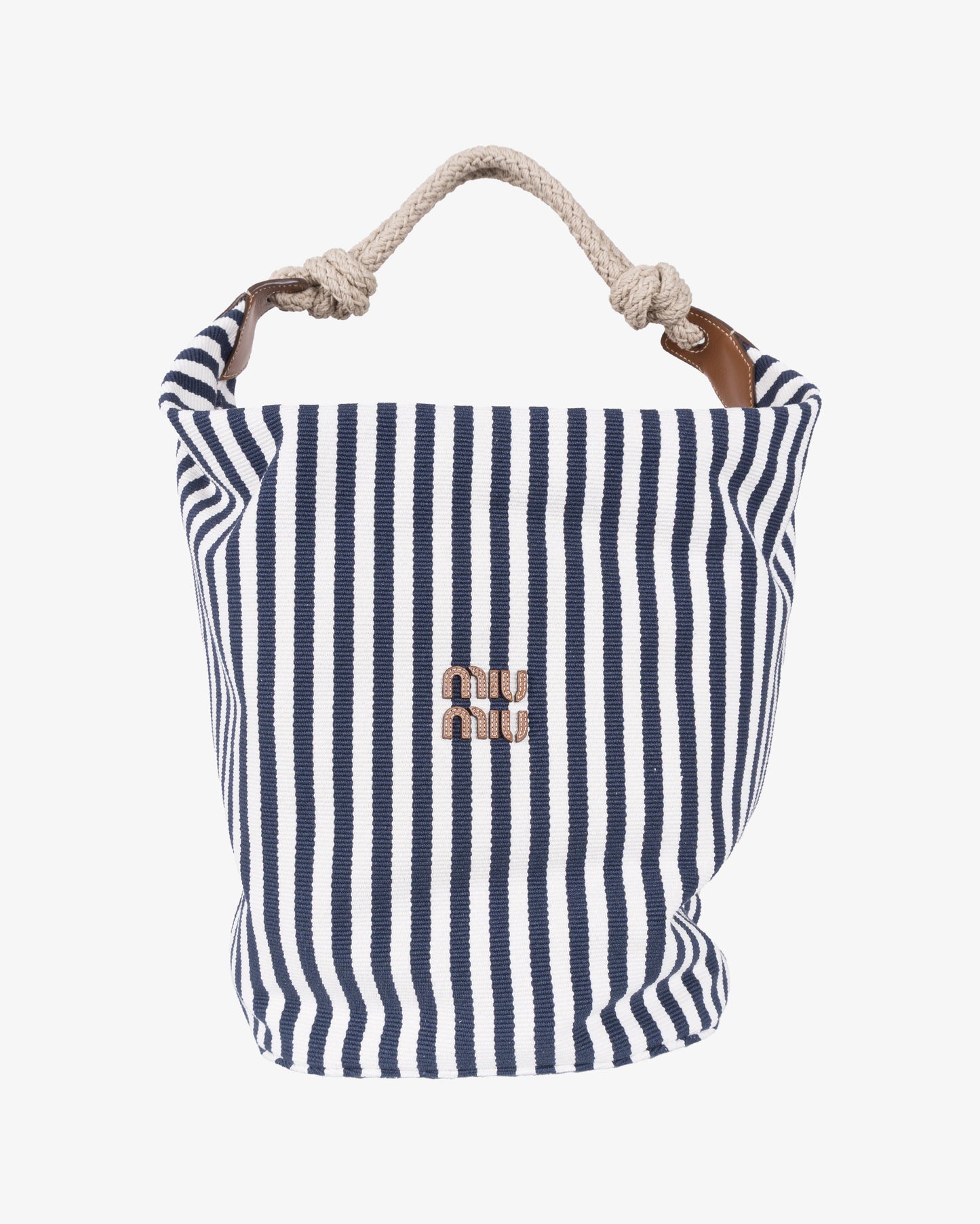MIU MIU Fabric Hand Bag Blue & Cognac