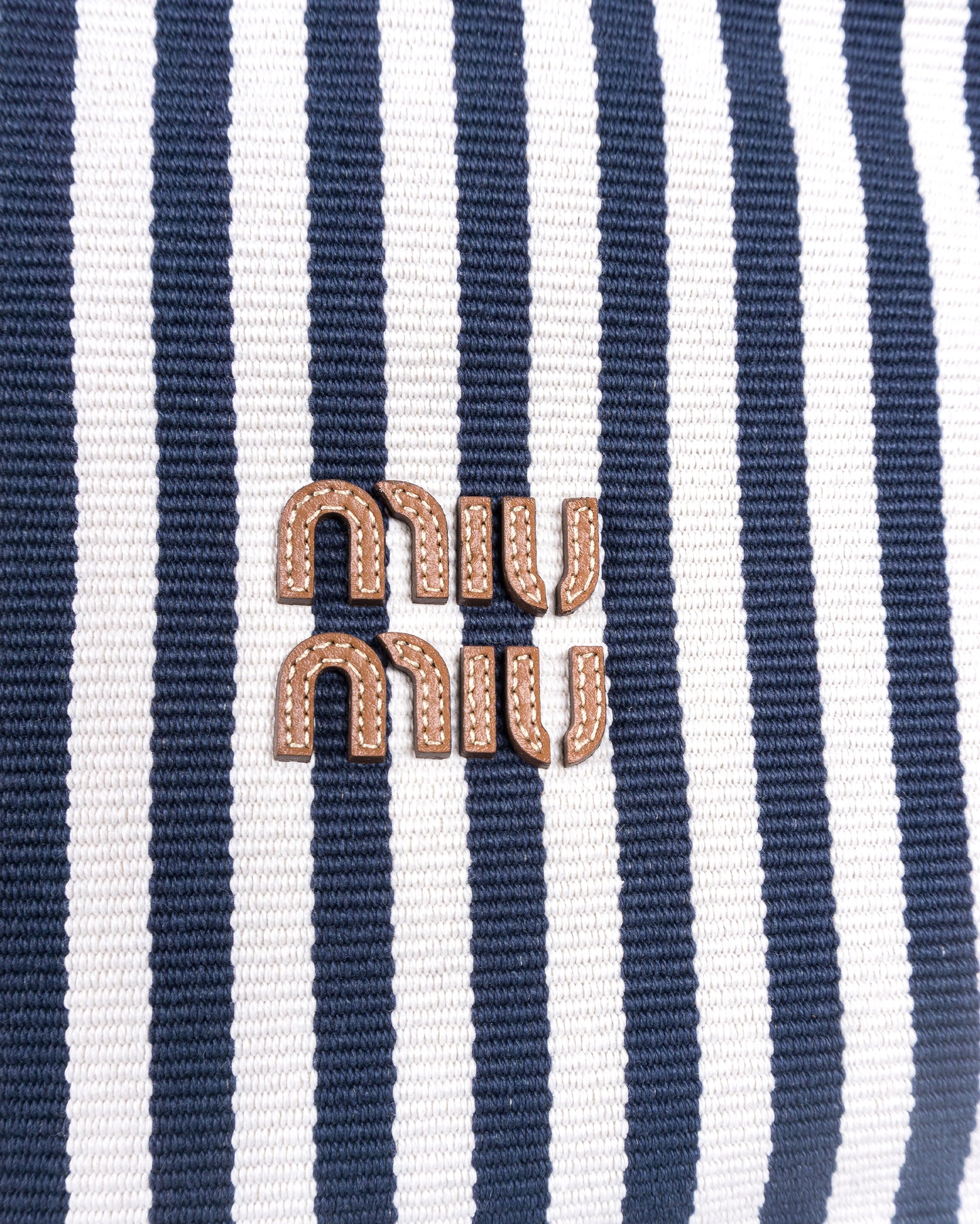 MIU MIU Fabric Hand Bag Blue & Cognac