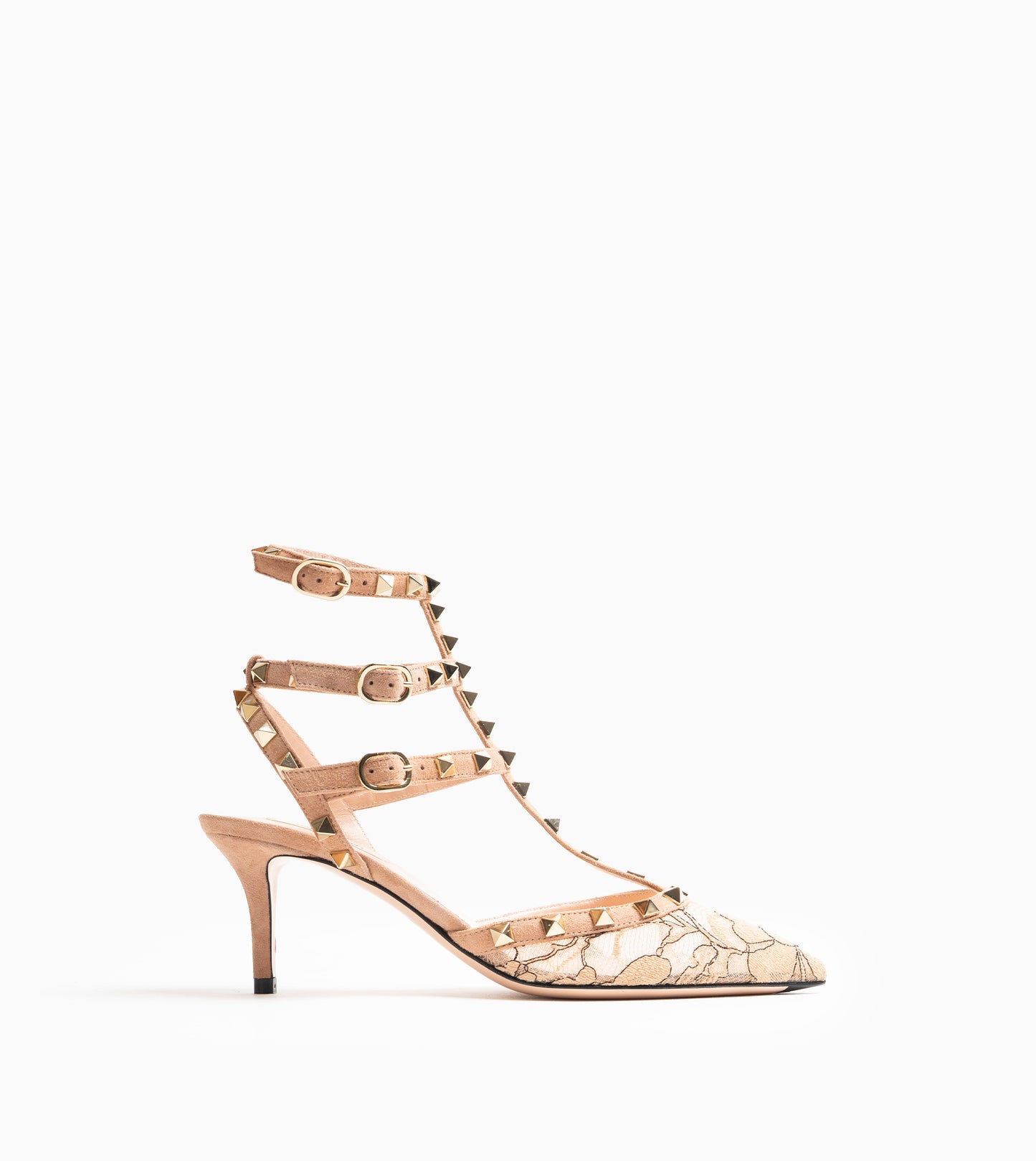 VALENTINO ANKLE STRAP ROCKSTUD SHOE NERO-SORBET