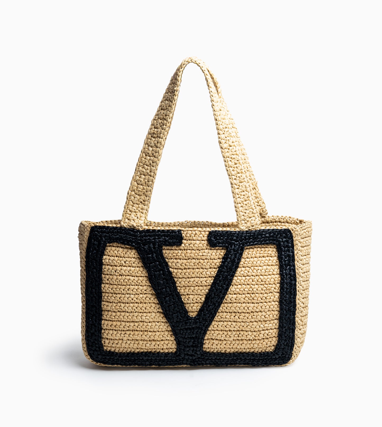 VALENTINO Viva Superstar Crochet Medium Tote Natural