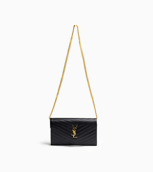 SAINT LAURENT YSL C.Wallet with Removable Chain Black
