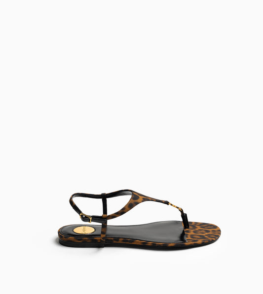 SAINT LAURENT Fabric Women Shoes Flat Sandals Flat Lea Naturale