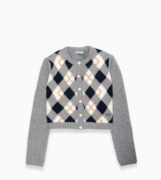 PRADA CARDIGAN CASHMERE ARGYLE