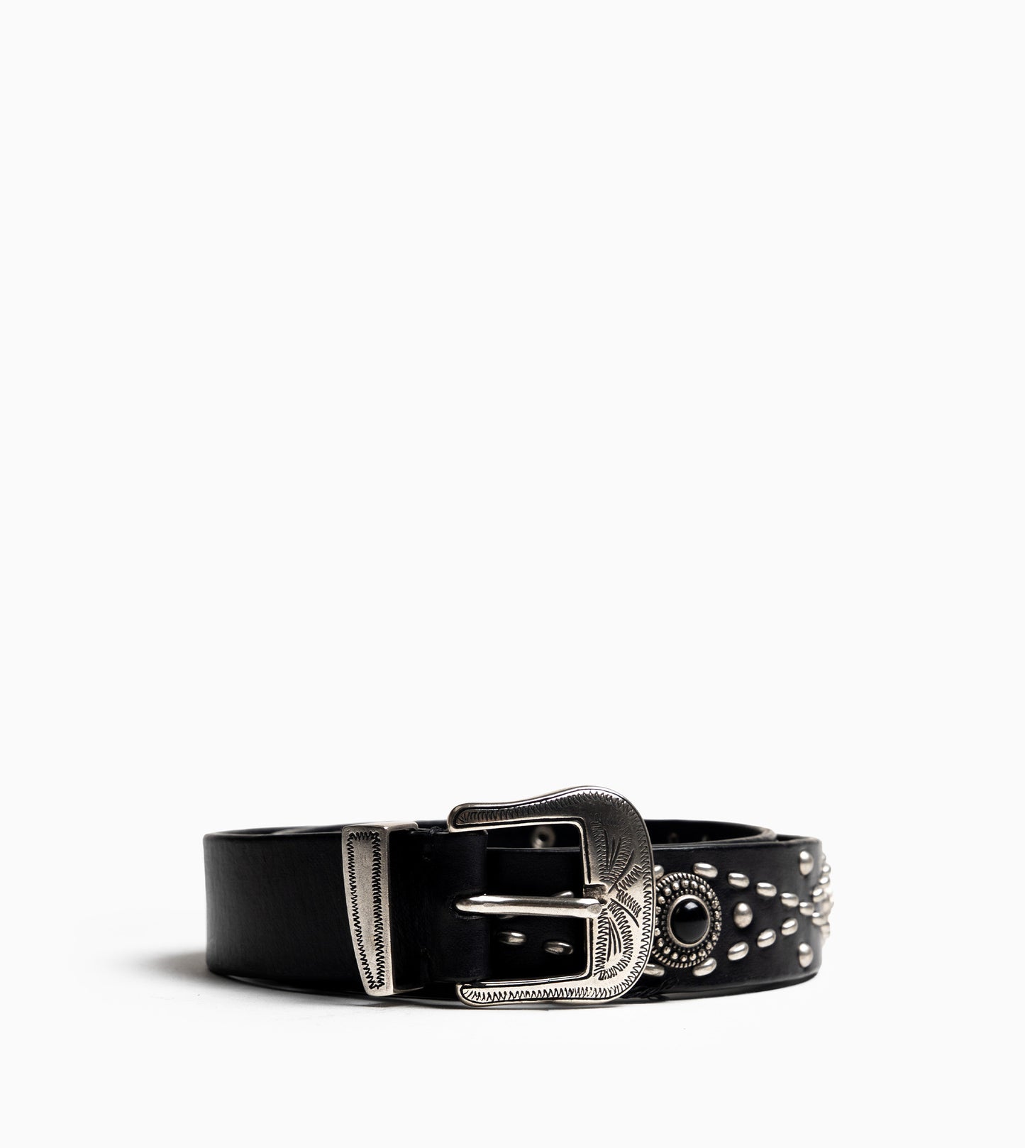 GOLDEN GOOSE Studded Belt Washed Leather with Studs Clips & Settings