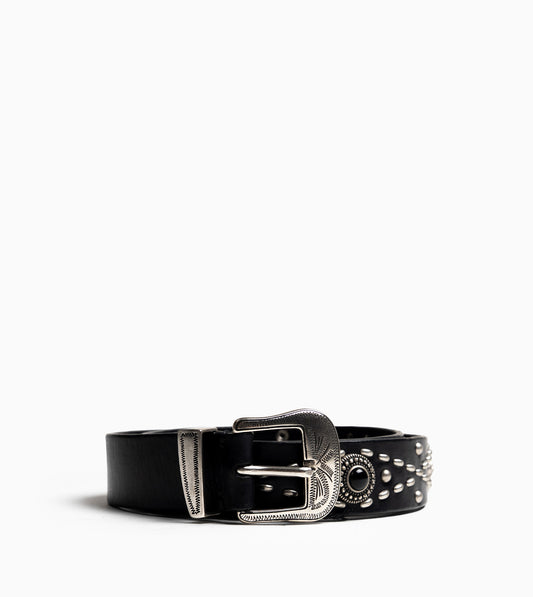 GOLDEN GOOSE Studded Belt Washed Leather with Studs Clips & Settings
