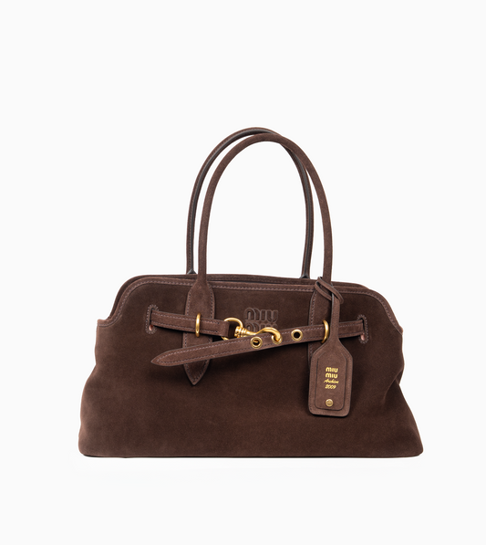 MIU MIU AVENTURE SUEDE BAG MORO