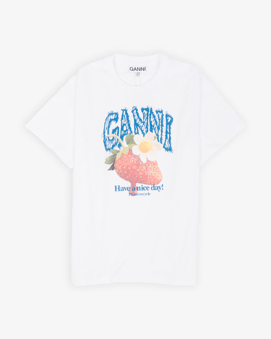 GANNI Basic Cotton Jersey Strawberry Bright White