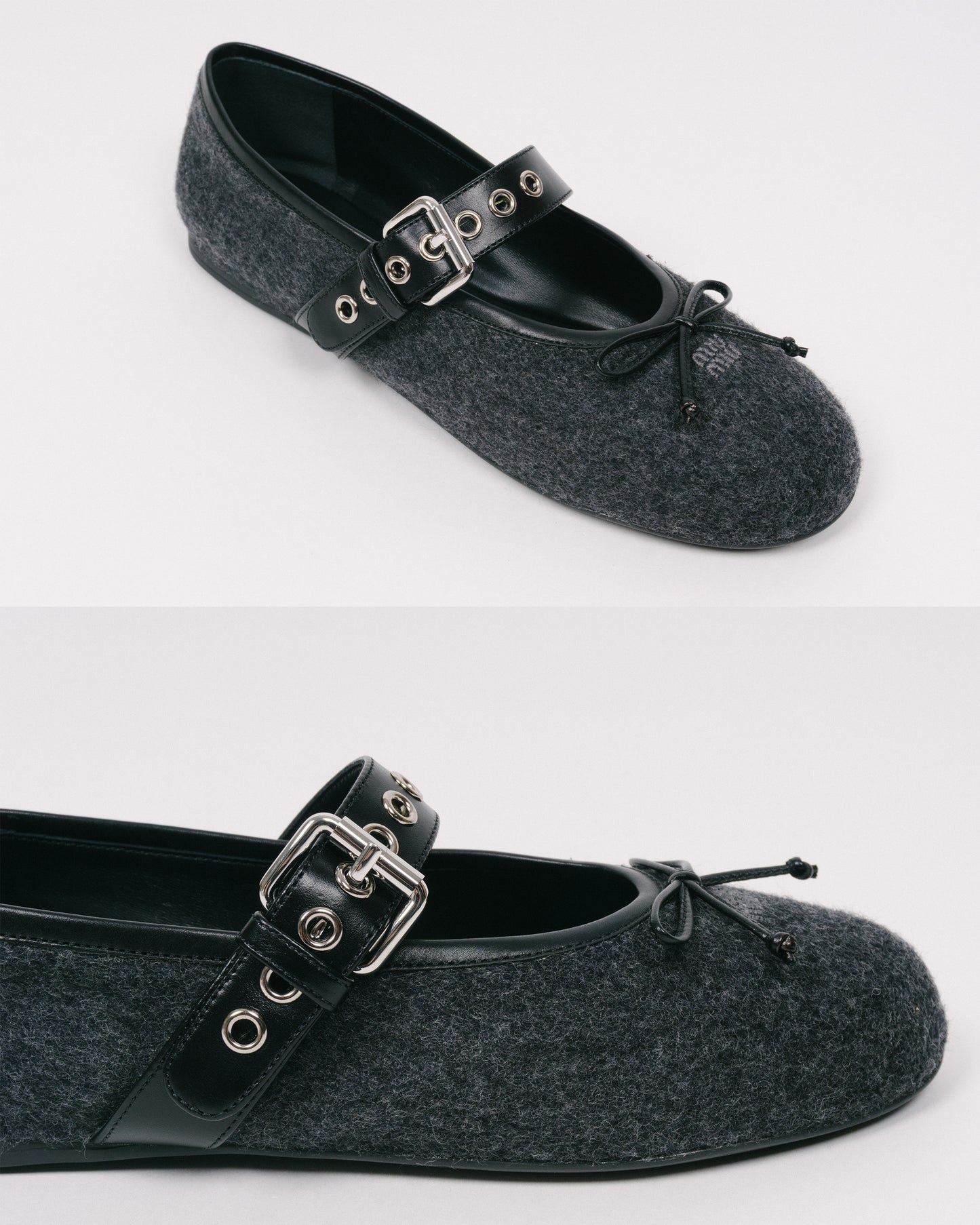 MIU MIU Leather Flats Antracite