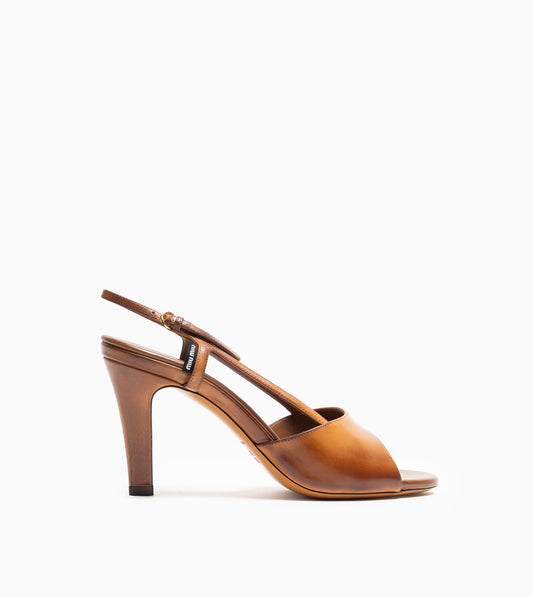 MIU MIU SLINGBACK SANDAL COGNAC