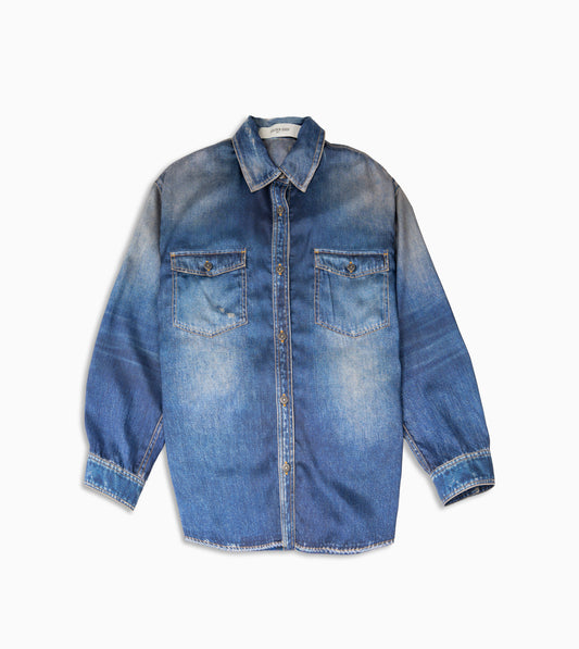 GOLDEN GOOSE Journey W´s Patty Over Shirt Archive Denime Print