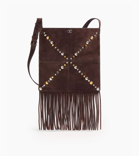 VALENTINO CrossBody Suede Multi Studs TESTA DI MORO