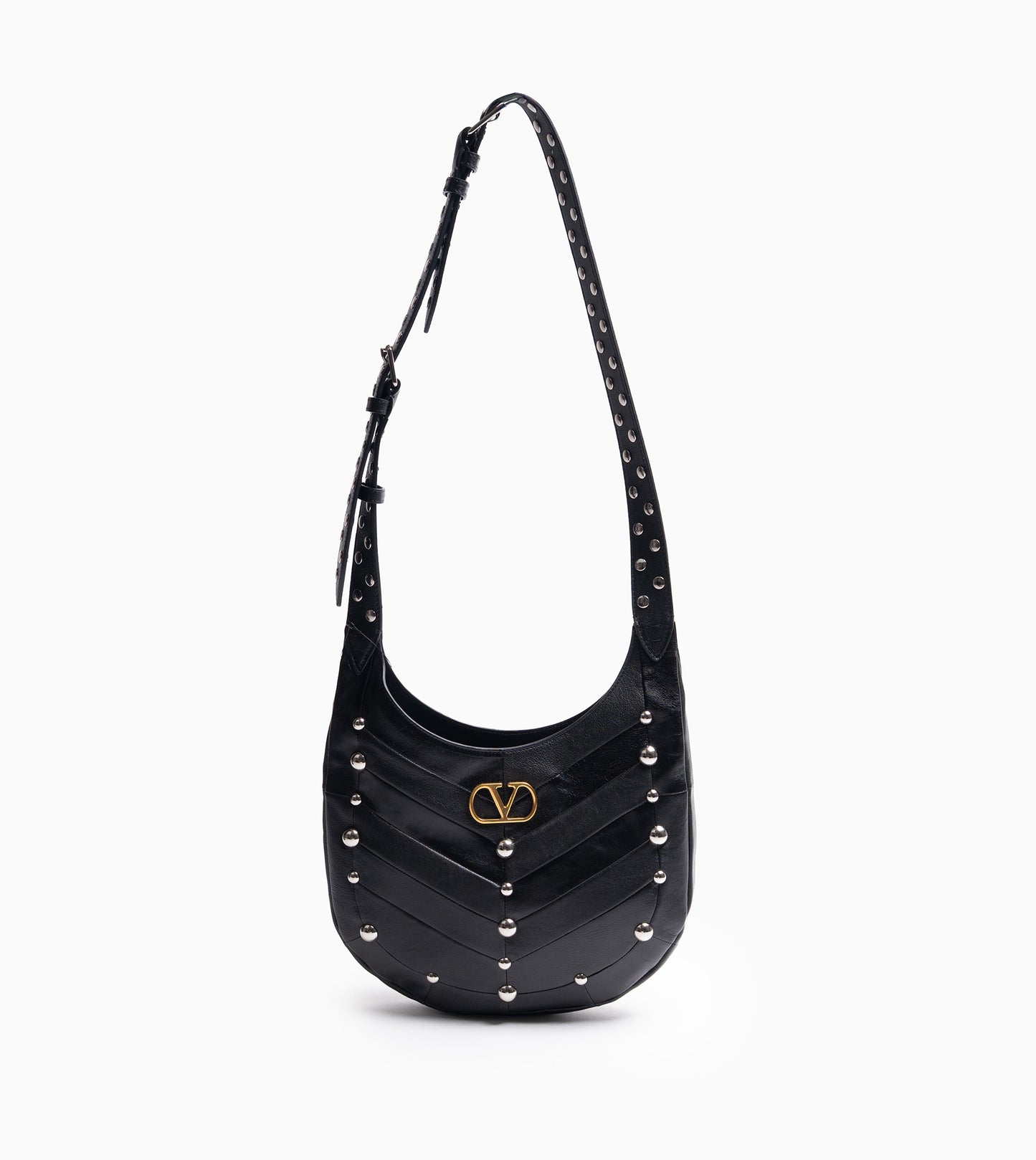 VALENTINO SMALL HOBO WITH STUDS BLACK