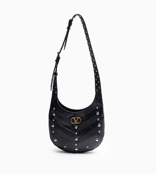 VALENTINO SMALL HOBO WITH STUDS BLACK