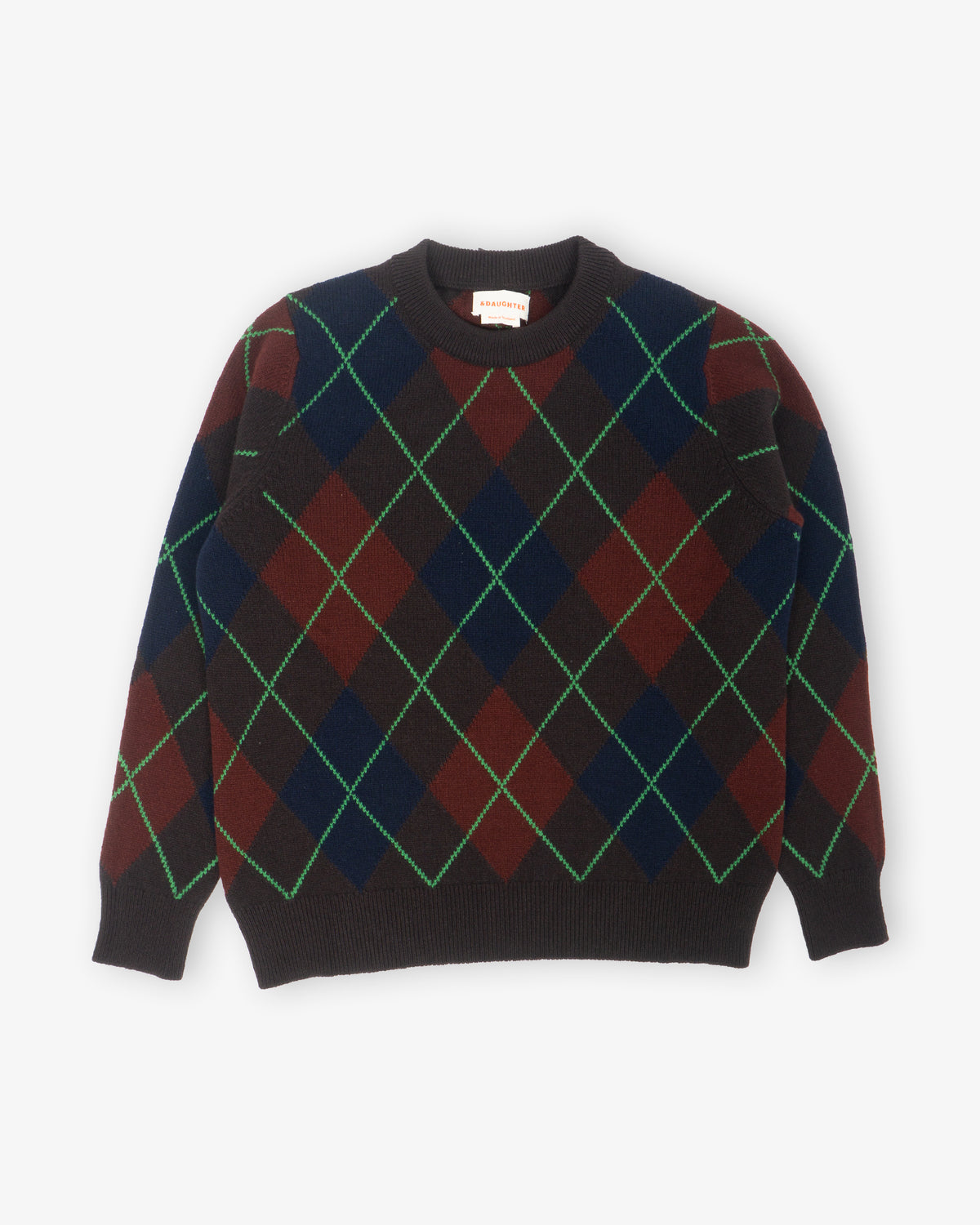 &DAUGHTER Ava Argyle Crewneck Dark Brown