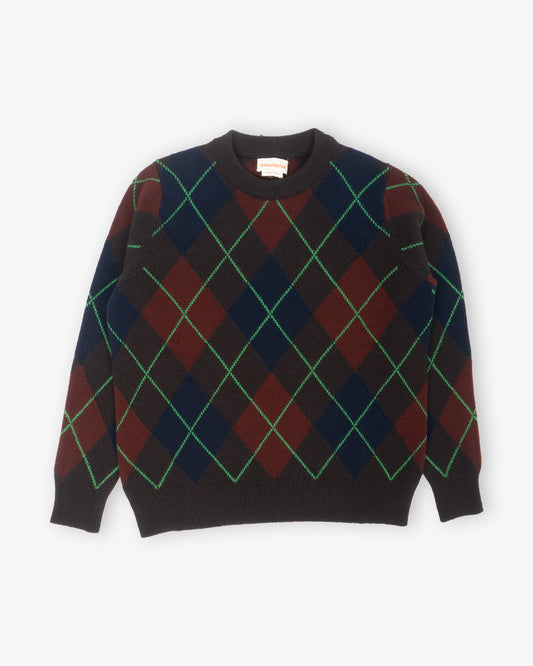 &DAUGHTER Ava Argyle Crewneck Dark Brown