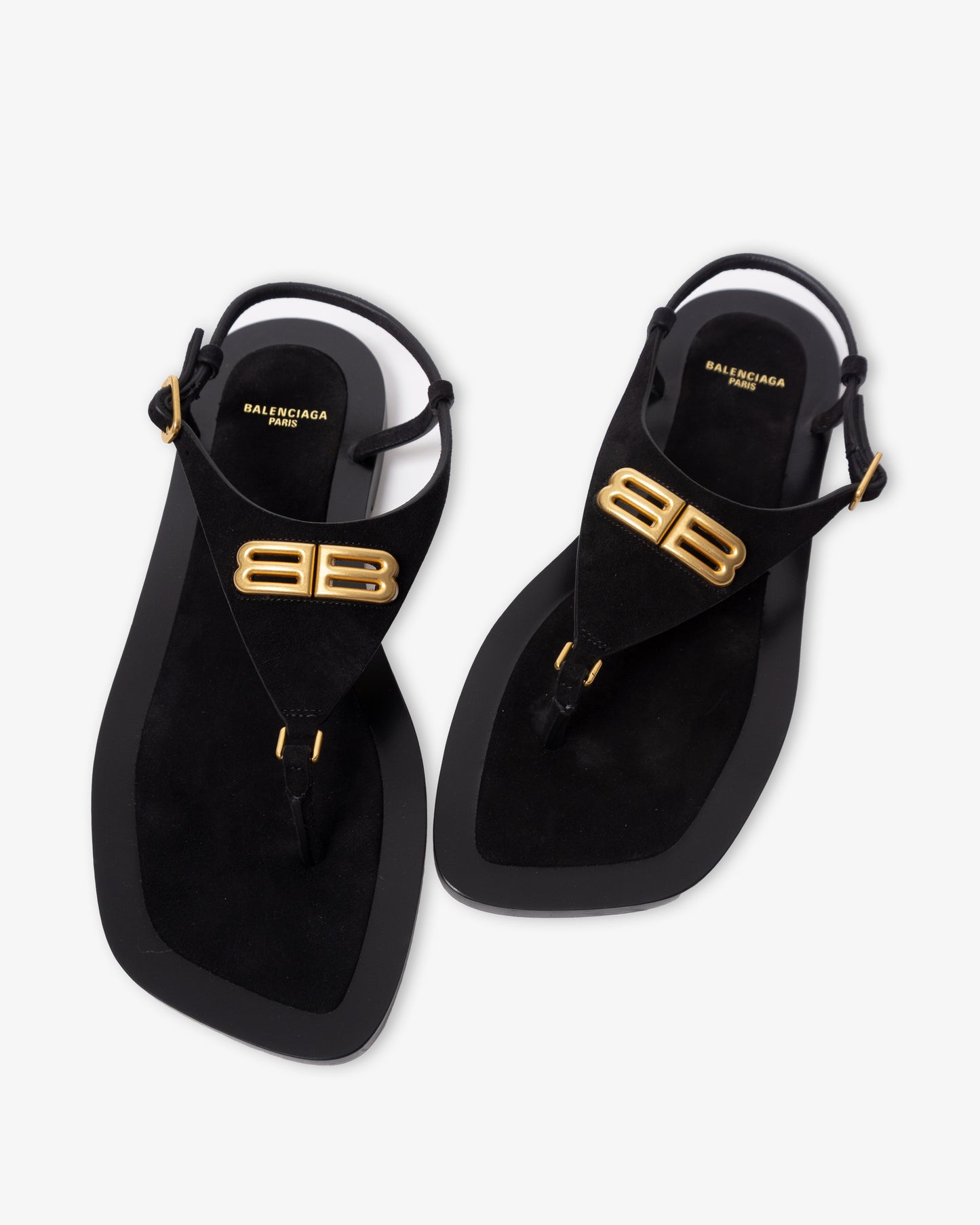 BALENCIAGA Riva Sandal Flat Black Gold