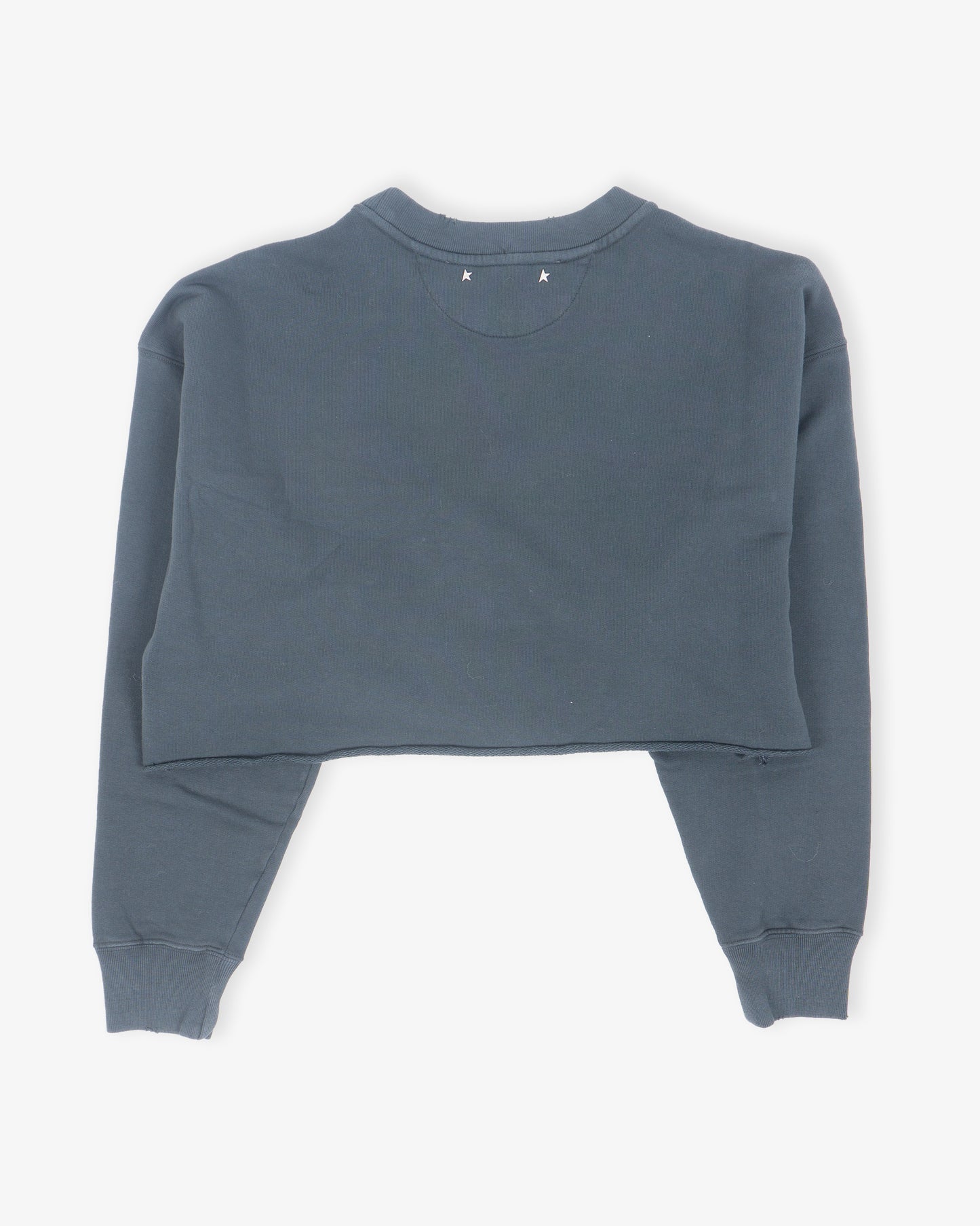 GOLDEN GOOSE W´s Cropped Crew Neck Sweatshirt Dyed Organic Cotton Fleece/Crystal on Collar