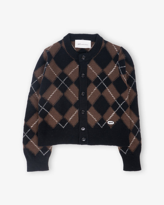 AMI Crewneck Cardigan Black/chocolate