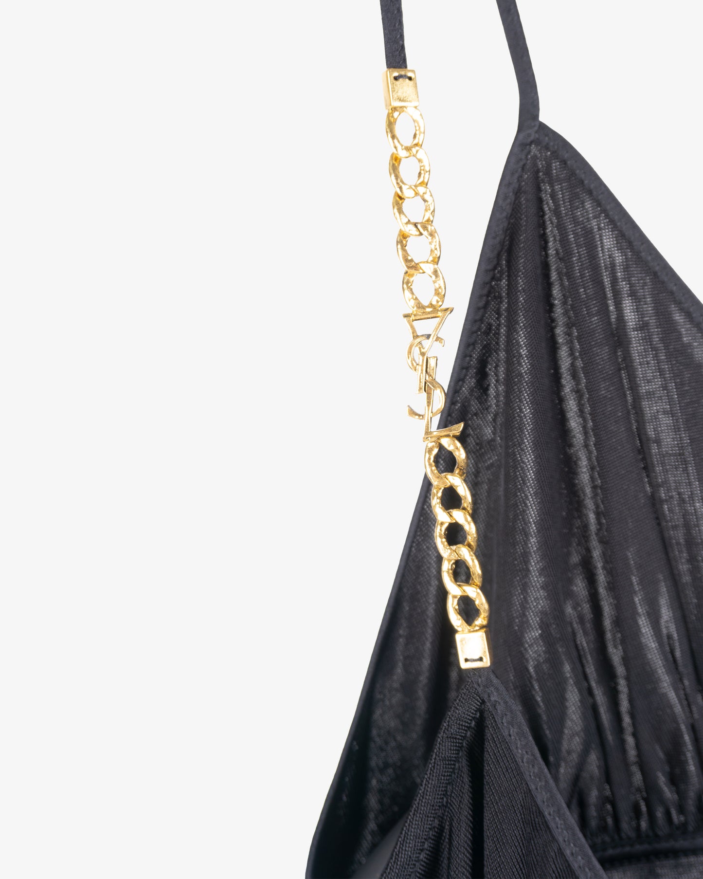 SAINT LAURENT Cassandre Strap Top with Jewelry Details Black
