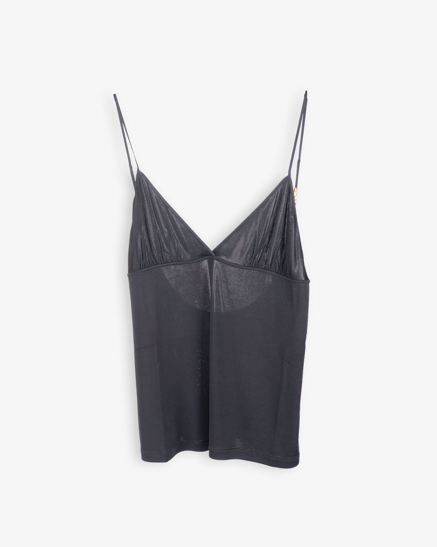 SAINT LAURENT Cassandre Strap Top with Jewelry Details Black