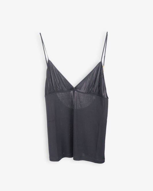 SAINT LAURENT Cassandre Strap Top with Jewelry Details Black
