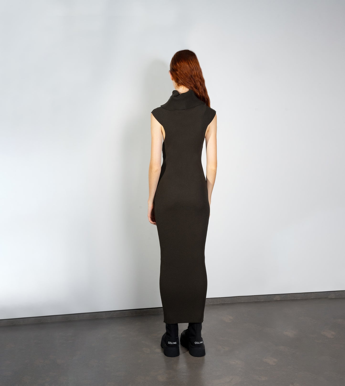 COURREGES Long Dress Twist Rib Knit