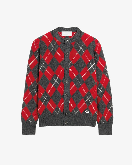 AMI Crewneck Cardigan Grey Red