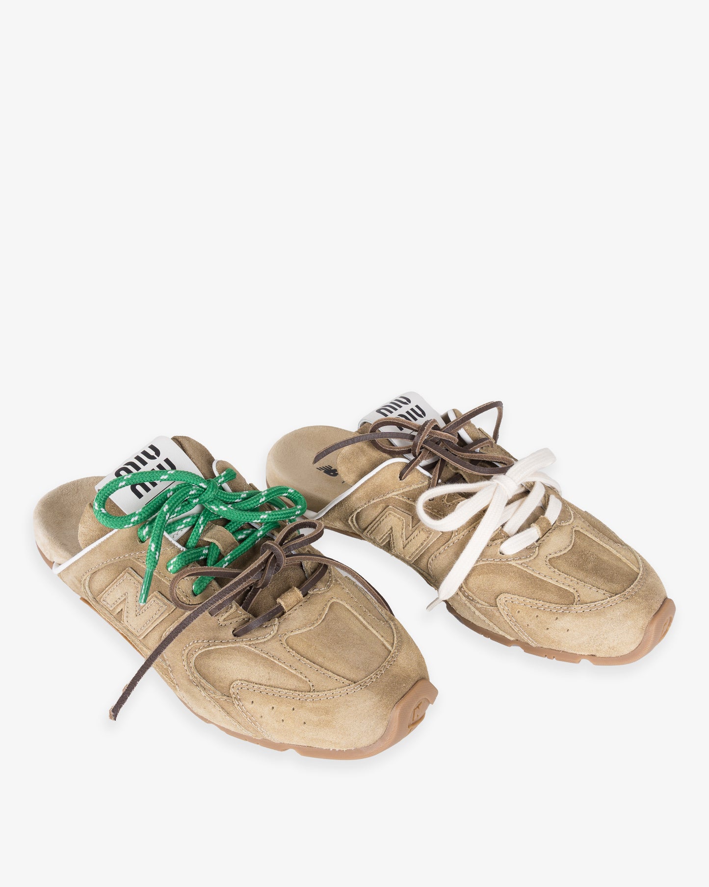 MIU MIU New Balance x Miu Miu 530 SL Faded Suede Mules Ecru