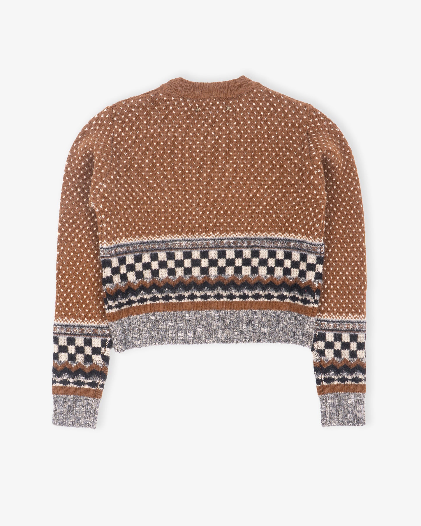 GOLDEN GOOSE Journey W´s Knit Cropped Crewneck Wool Blend Geometric Jacquard