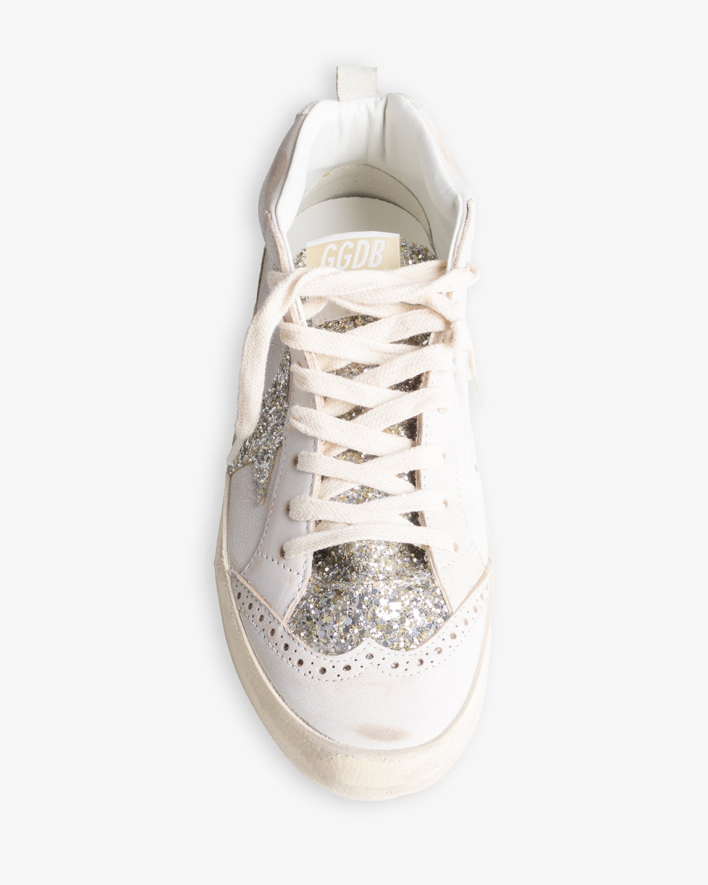 GOLDEN GOOSE Mid Star Leather Upper & Toe Glitter Tongue & Star Suede Heel