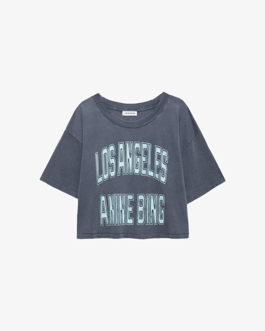 ANINE BING Johnny Cropped Tee Washed Grey