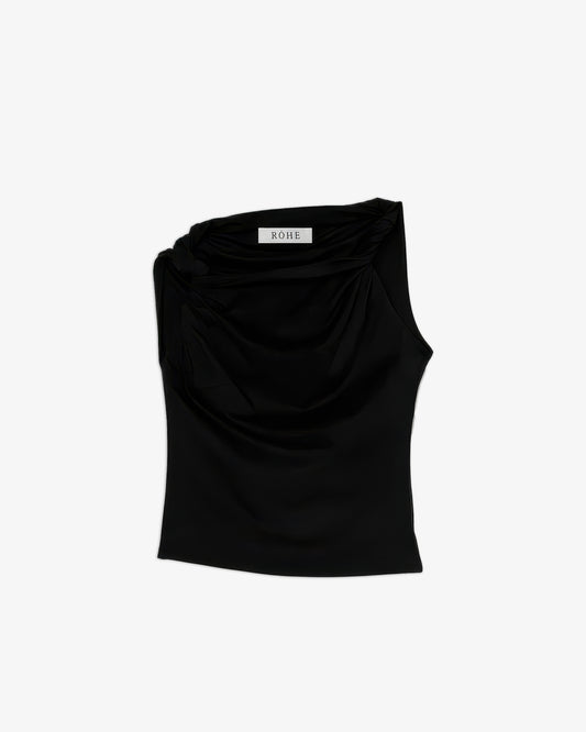 RÓHE Sculptural Cotton Silk Top Black