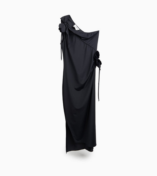 COPERNI Asymetric Mini Flower Gown Black