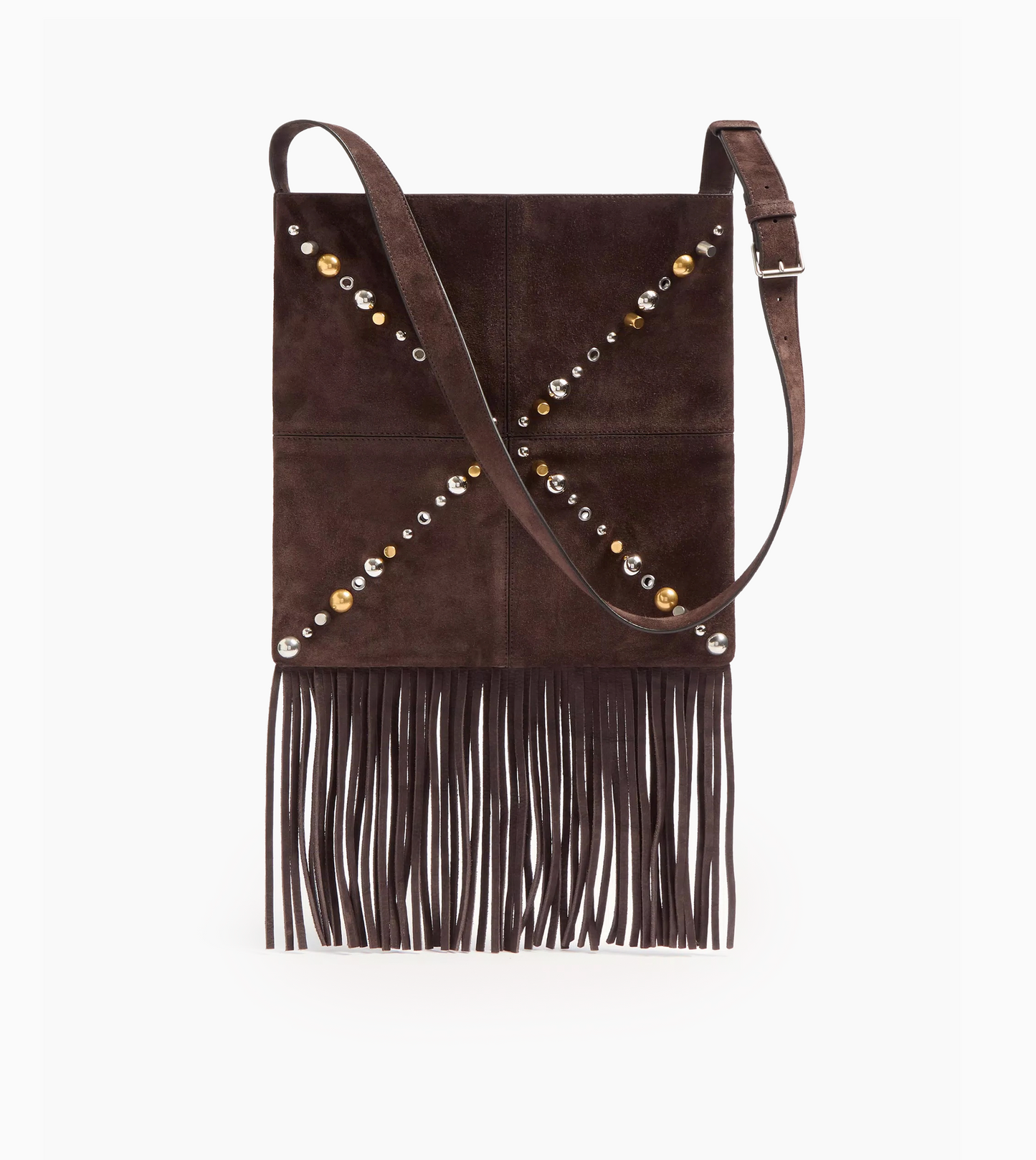 VALENTINO CrossBody Suede Multi Studs TESTA DI MORO