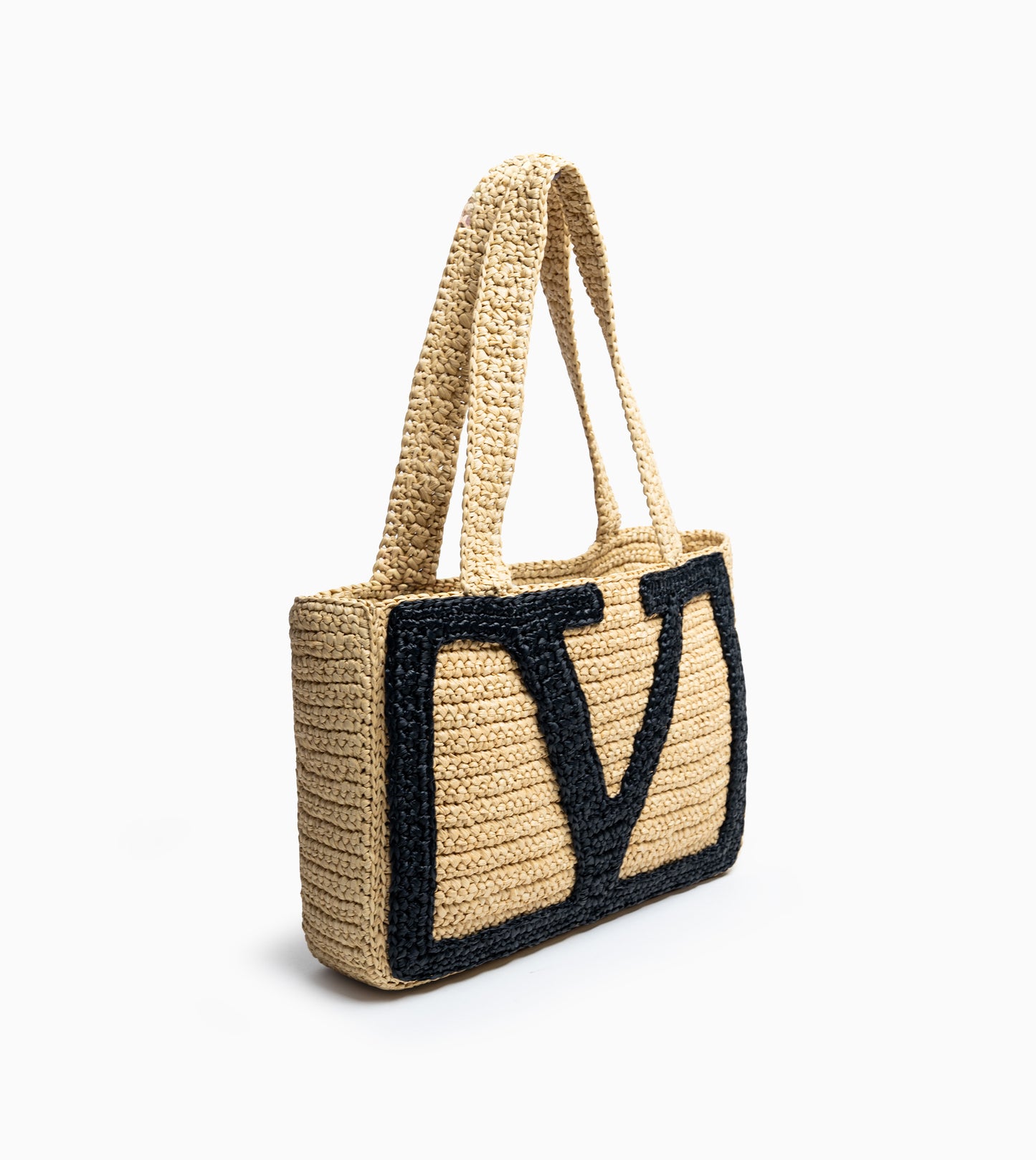 VALENTINO Viva Superstar Crochet Medium Tote Natural