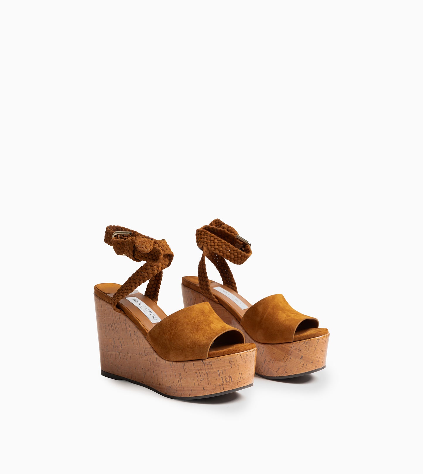 JIMMY CHOO Jori 100 Sandal Wedge Casual Tan