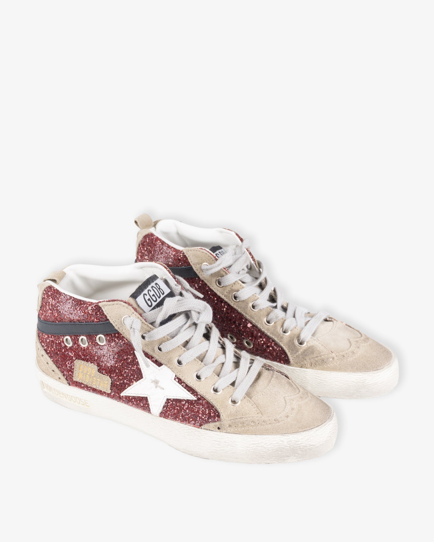 GOLDEN GOOSE Mid Star Glitter Upper Suede Toe & Spur Leather Star & Wave