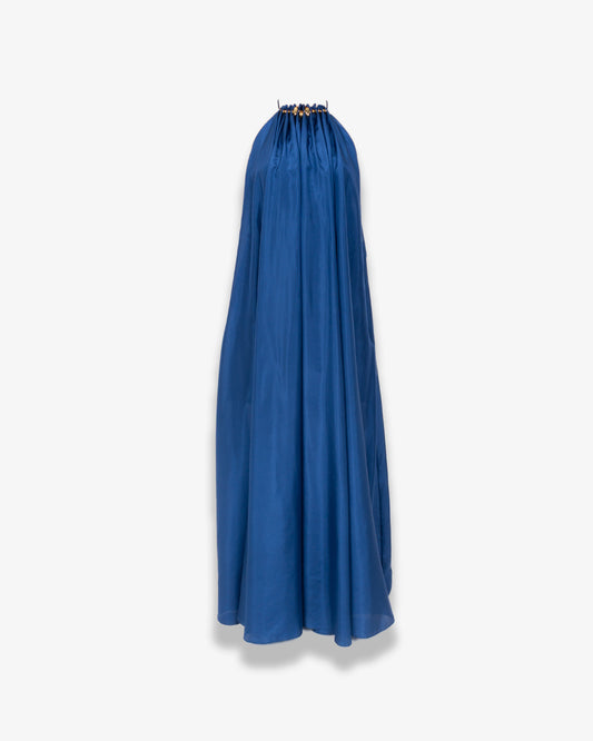 ZIMMERMANN Aster Gathered Bead Maxi Dress Dark Cobalt