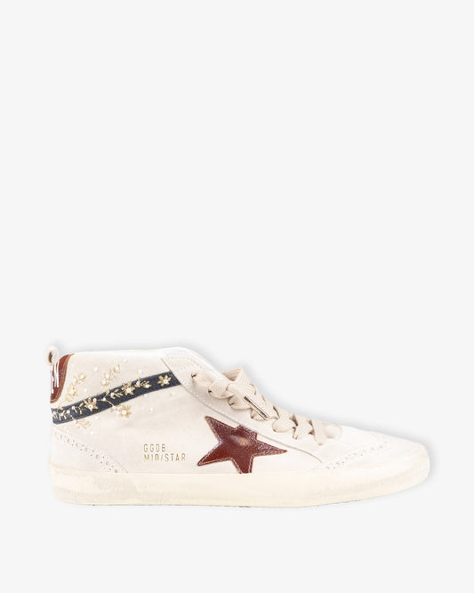 GOLDEN GOOSE Mid Star Suede Upper Naplack Star & Heel Nappa with Embroidery and Beads Wave