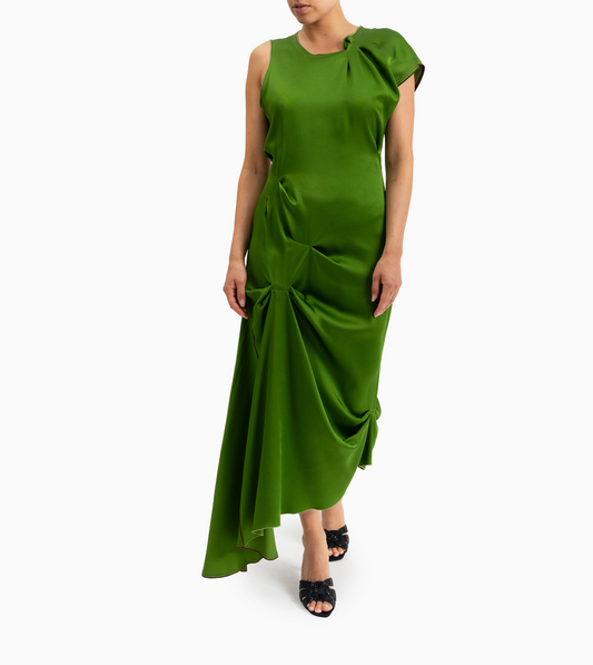 VICTORIA BECKHAM Draped Pleat Detail Midi Drees