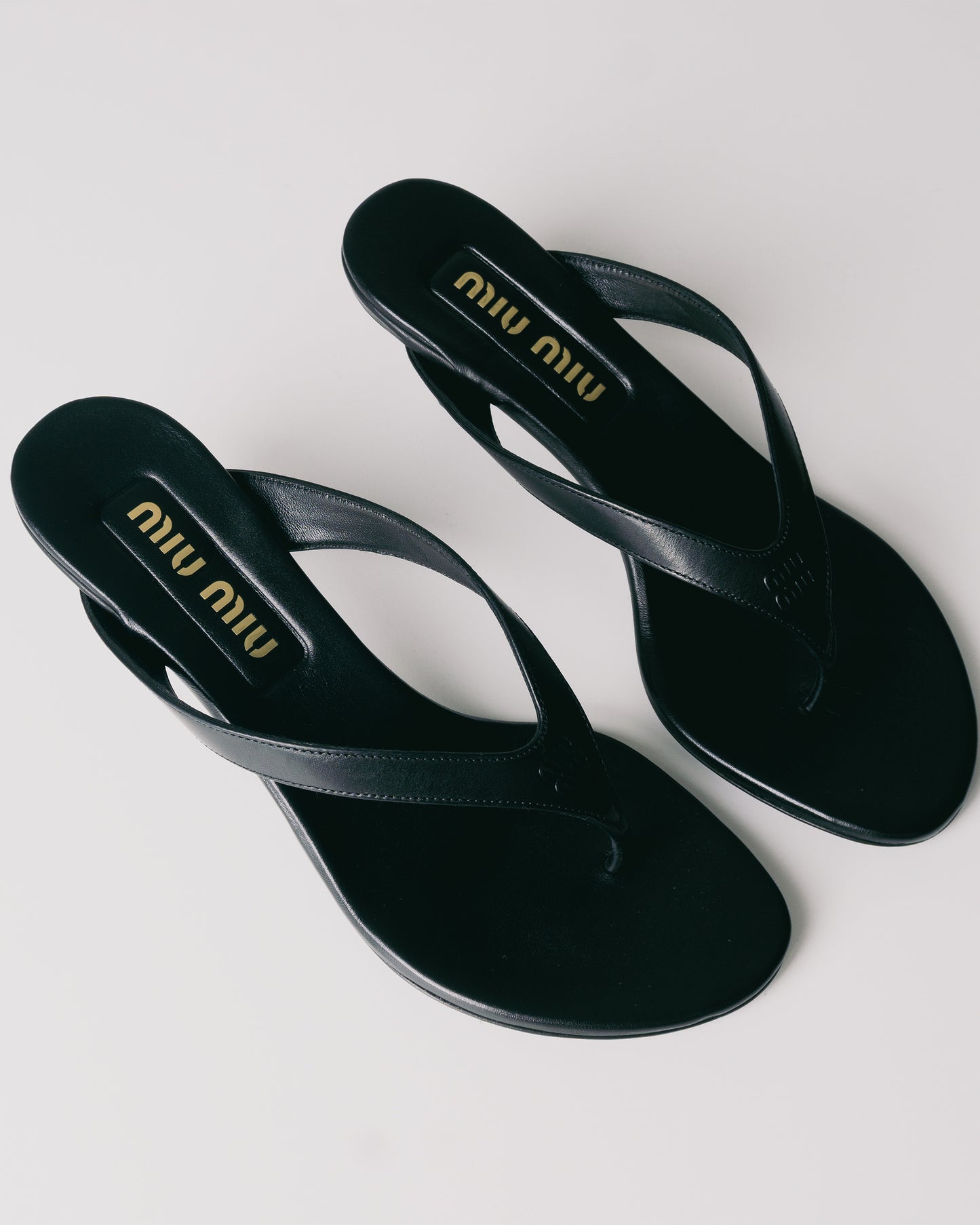 MIU MIU Leather Thongs Black