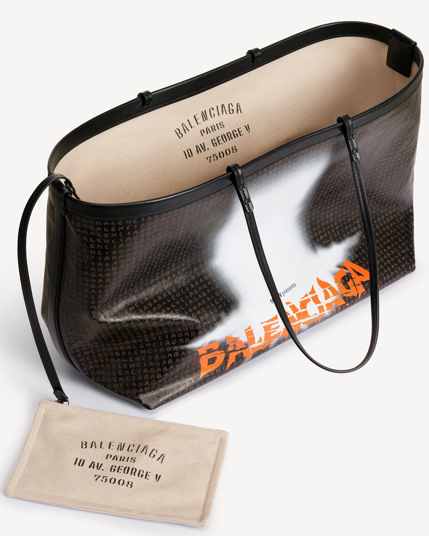 BALENCIAGA Bag with Det. Pochette Black & Door Orange