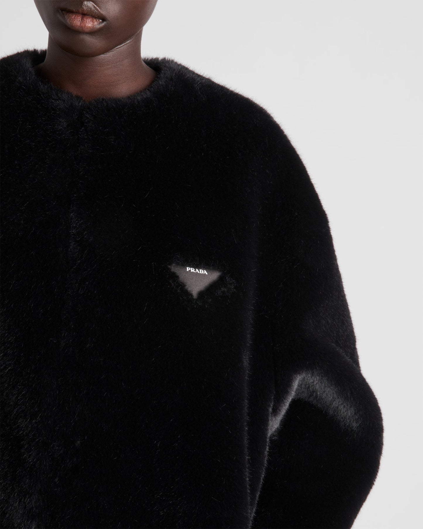 PRADA Artificial Fur Coat Black