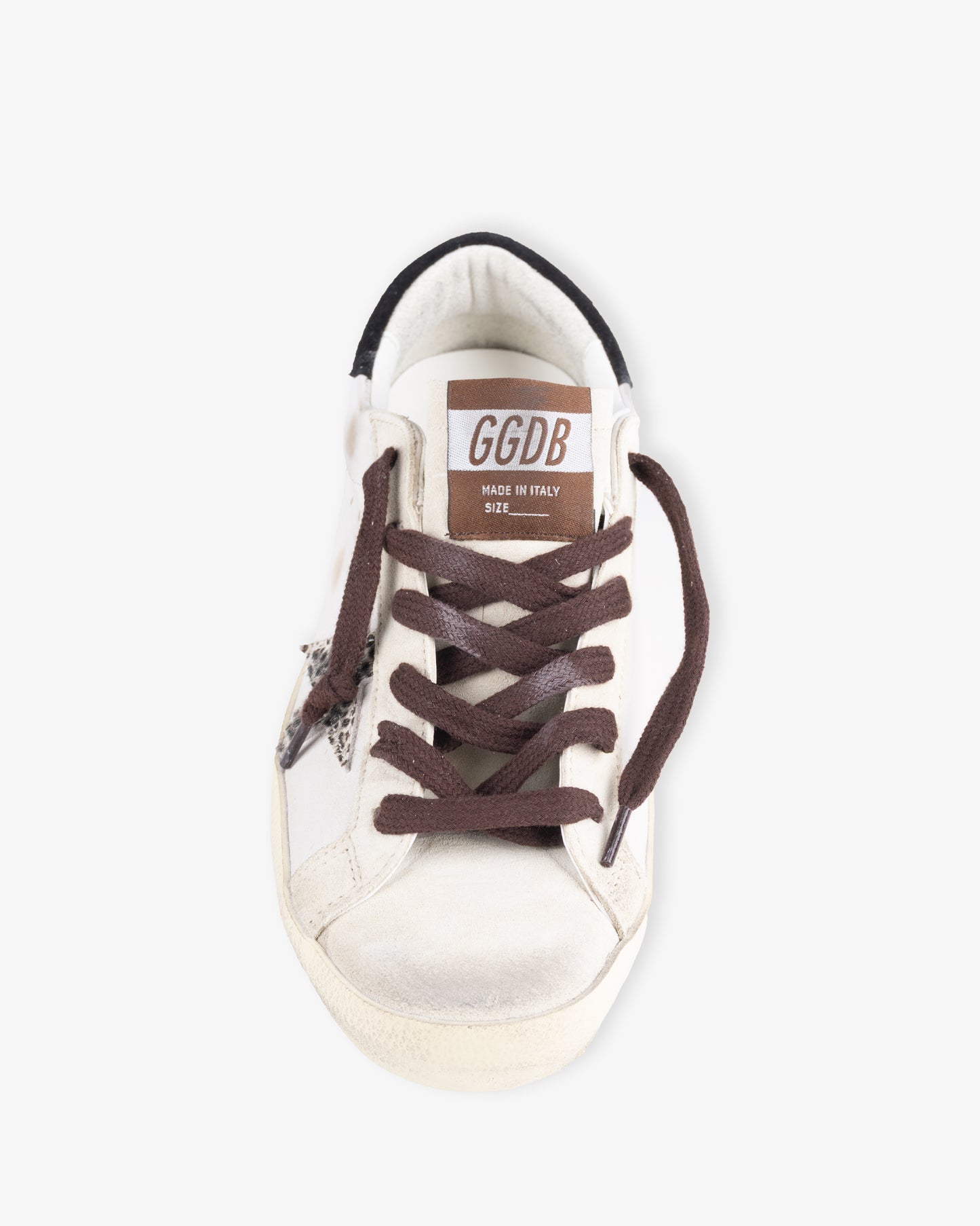 GOLDEN GOOSE Super Star Suede Toe Tongue & Heel Leather Upper Pois Horsy Star