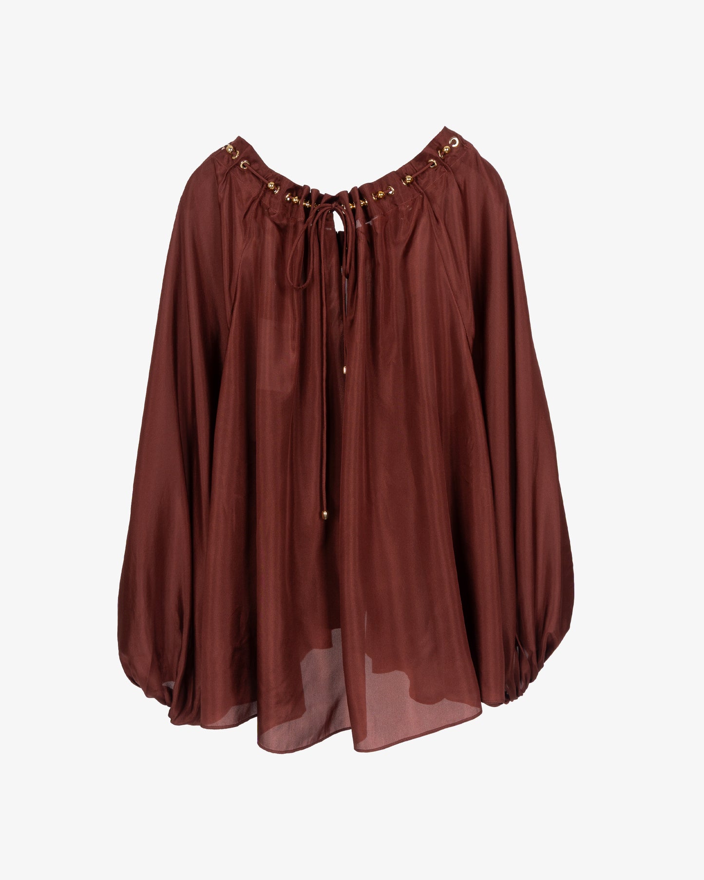 ZIMMERMANN Aster Gathered Bead Blouse Merlot