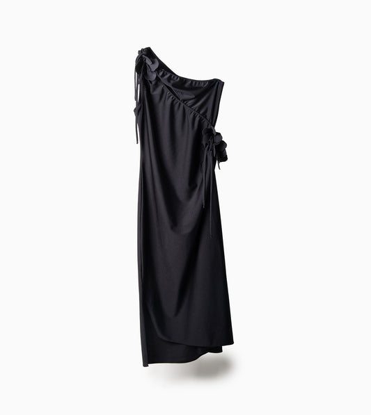 COPERNI Asymetric Mini Flower Gown Black