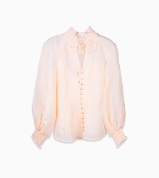 ZIMMERMANN Rebellion Collared Blouse peach