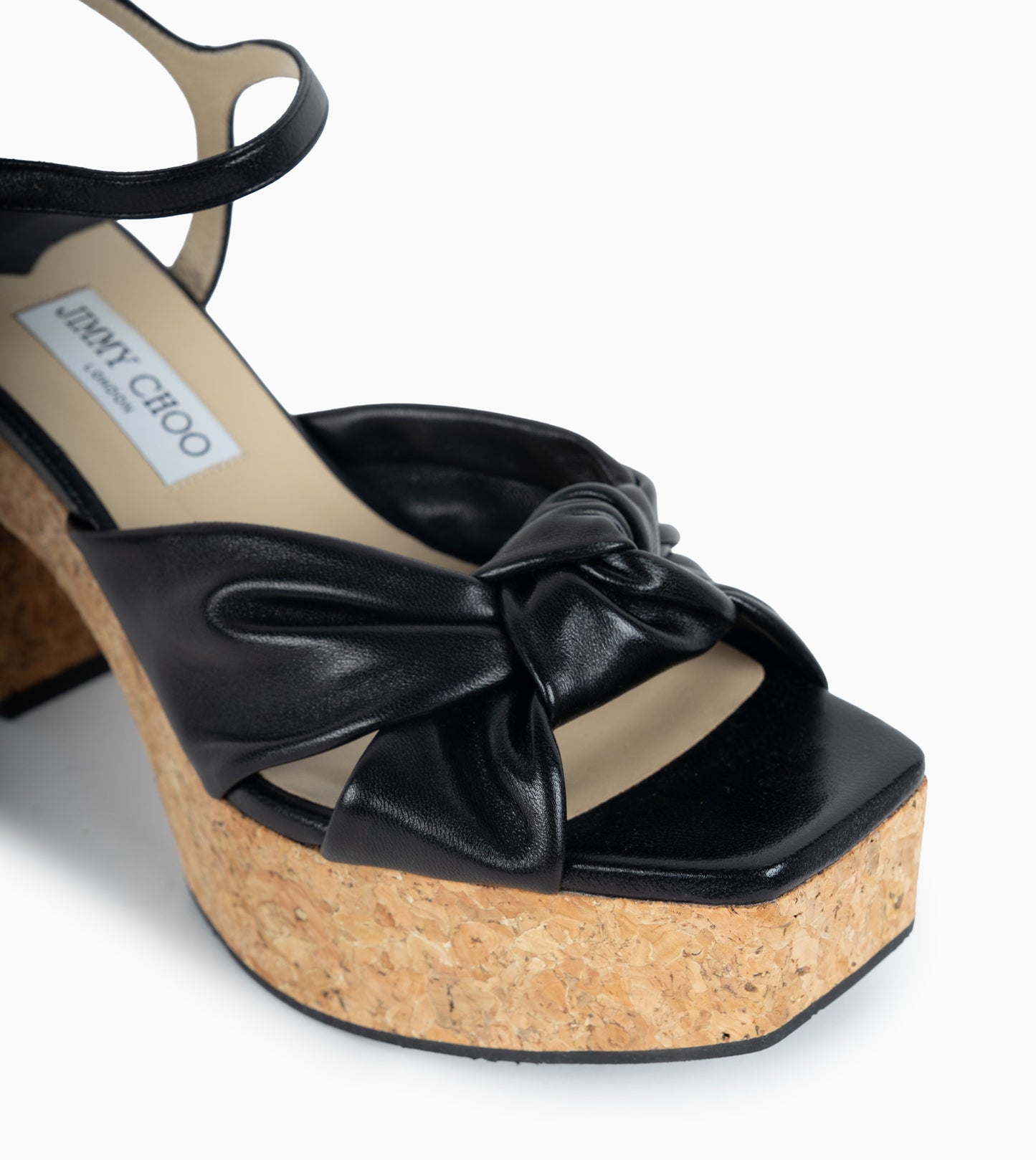 JIMMY CHOO HELOISE WEDGE 95 SANDAL WEDGE NAPPA LEATHER BLACK